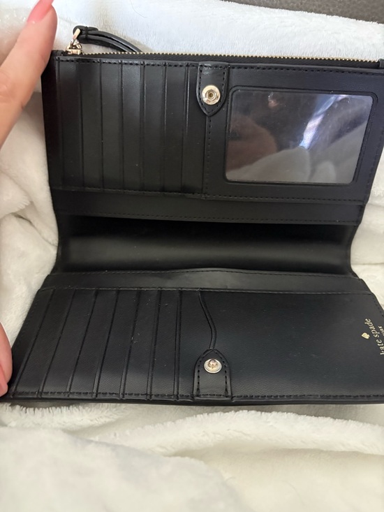 Kate Spade Leila Black Pebbled Leather Medium Universal Phone Wristlet Wallet - Picture 8 of 15